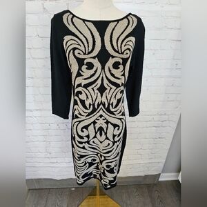 Nine West Baroque Sweater Dress | Black & Tan | XS | EUC